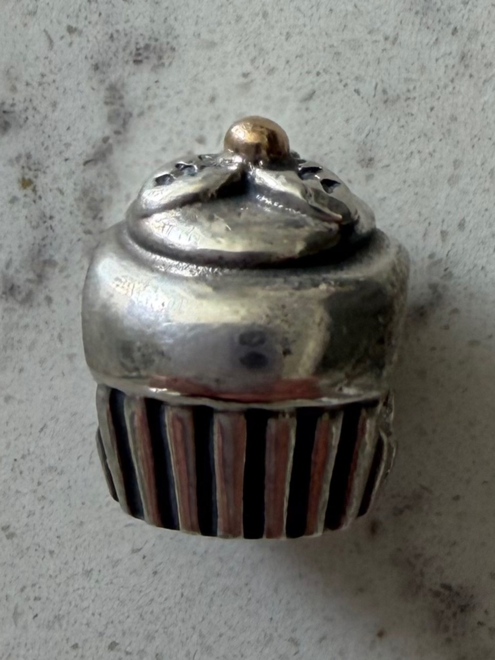 Pandora silver and 14k gold cupcake charm